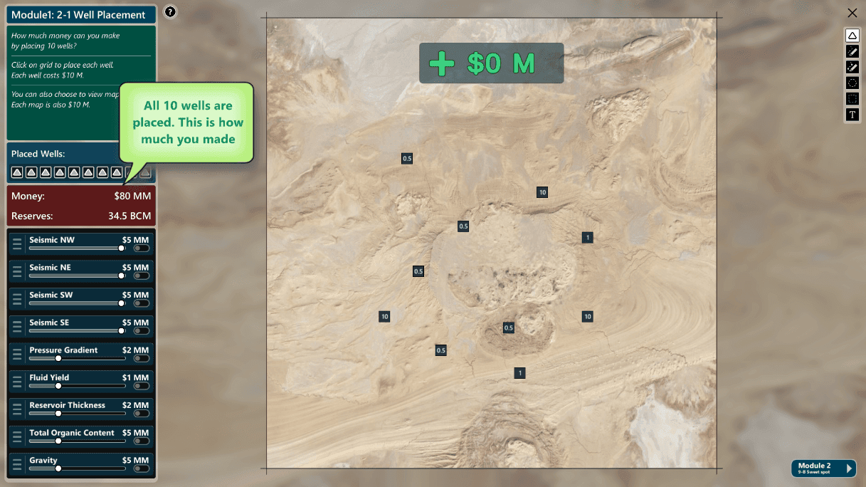 Oil Well Placement Training Simulation