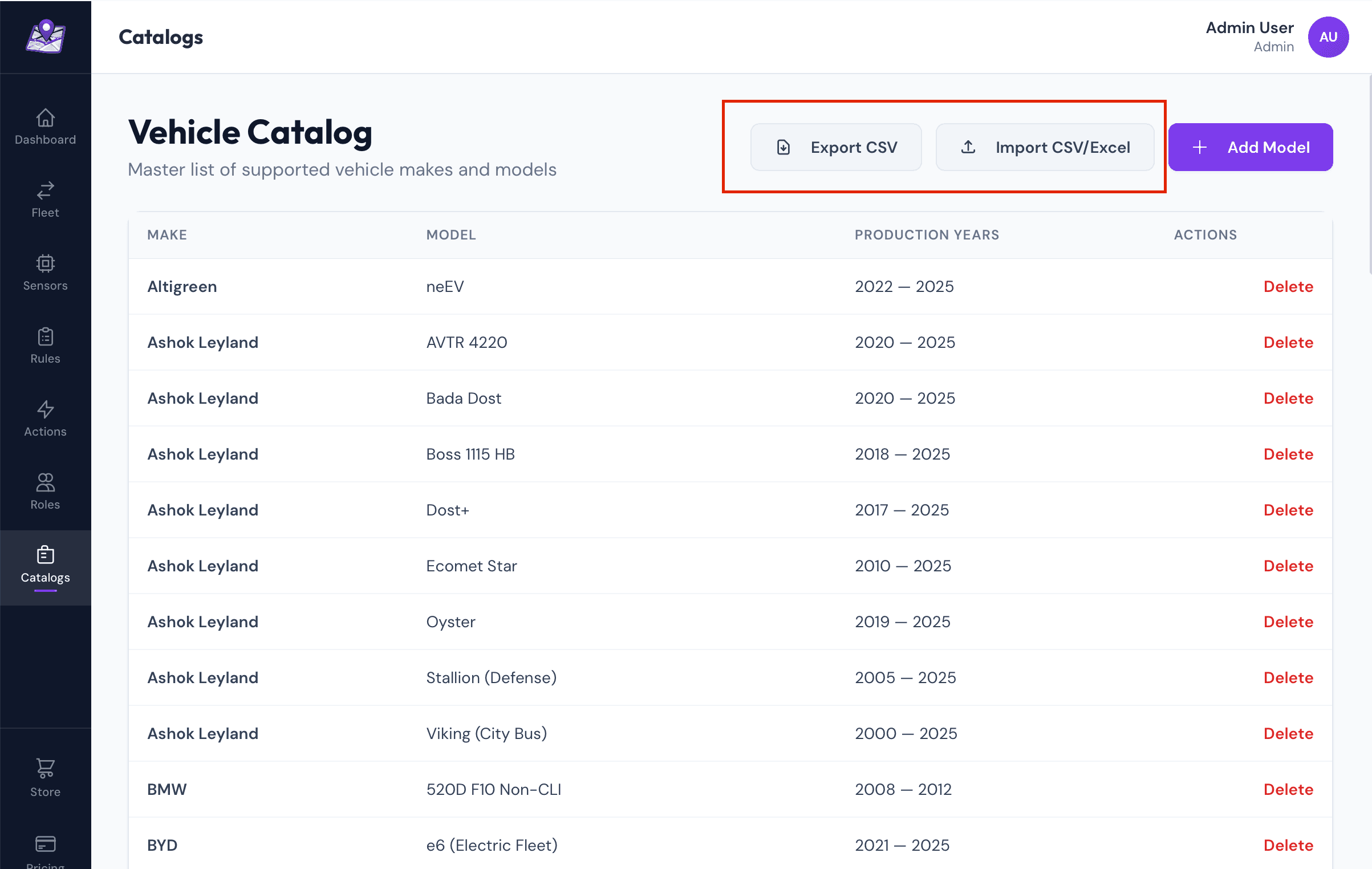 Bulk Import Catalog Interface