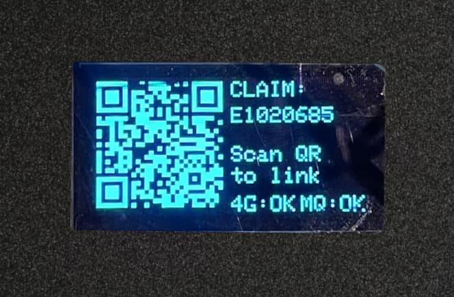 Device showing claim QR